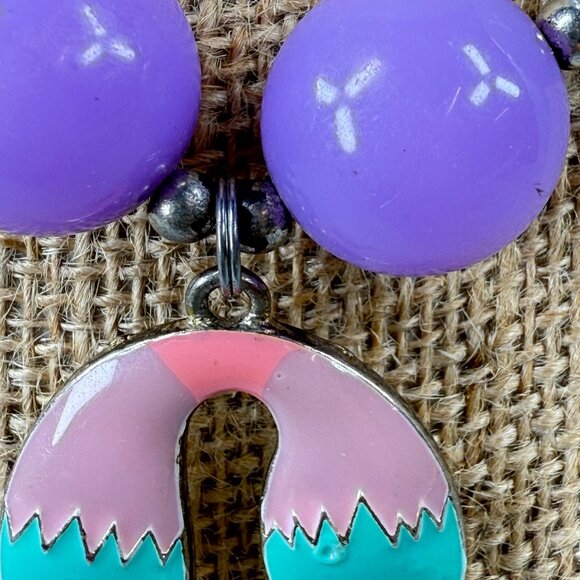 Trolls Pendant Chunky Beaded Necklace Multicolor Pastels Adjustable Women Girls - Picture 9 of 16